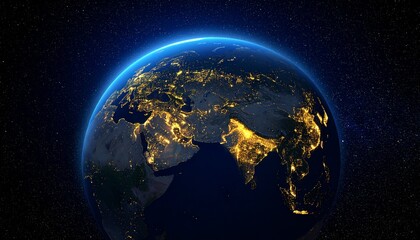 Fototapeta premium Earth and City Lights