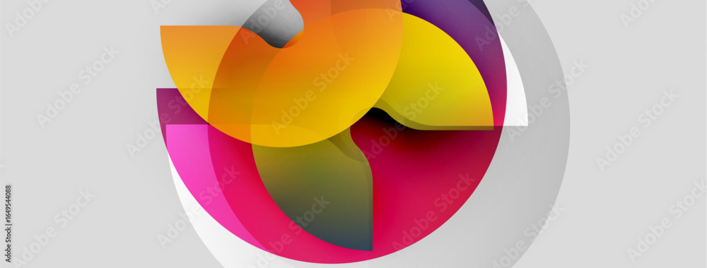 Poster abstract colorful design. overlapping shapes create dynamic visual impact. gradient hues suggest mov