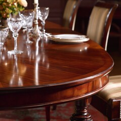 Obraz premium Elegant Dining Table Setting with Crystal Glassware and Candles