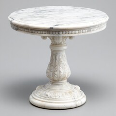 Elegant Round Marble Table with Intricate Pedestal Design