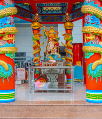 18 August 2025 Chinese architectural Design colours dragons and statues of Buddha on the entrance...