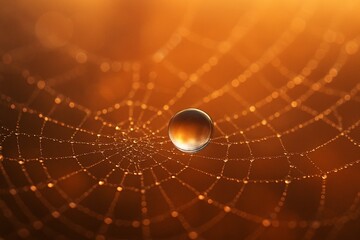 spider web with dew drops