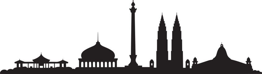 Obraz premium Kuala Lumpur Skyline Silhouette Vector Illustration Malaysia Capital City Landmark