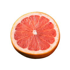 A vibrant pink grapefruit half showcasing its juicy segments isolated on transparent background