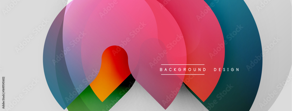 Poster Abstract layers overlap, creating vibrant color gradients. Modern design elements suggest dynamic movement, smooth transitions.