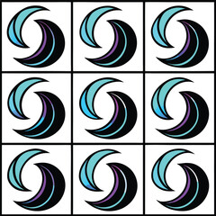 Abstract Swirling Crescent Shapes Pattern Design Repetition
