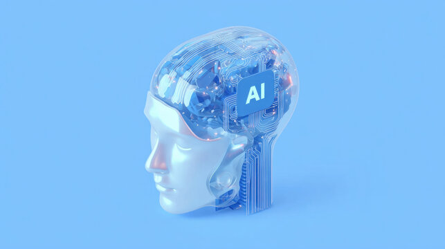 3D rendering, robotics and artificial intelligence. 
AI brain artificial intelligence technology background. 3d illustration.
