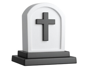 Obraz premium 3D Stylized Tombstone with Cross Monument Isolated on Transparent Background PNG