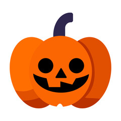 orange pumpkin with a creepy smile. scary halowen elements for scary night decoration. Set Of Halloween Vector Illustrations