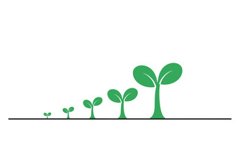 Visual representation of plant growth stages on a line showing progress and development