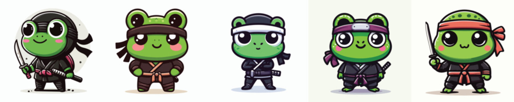 cute vector of a frog in a ninja costume