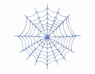 Detailed Blue Spiderweb Illustration on White Background for Halloween Decoration