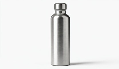 Stainless steel water bottle, brushed metallic finish