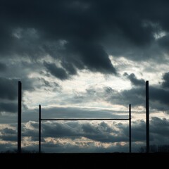 Fototapeta premium Dramatic Sky with Dark Clouds Above a Simple Landscape Horizon