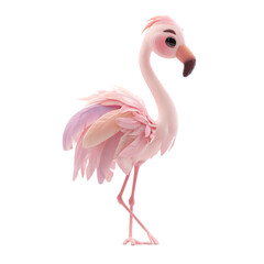 Fototapeta premium Elegant pink flamingo isolated on transparent background, a tropical bird illustration