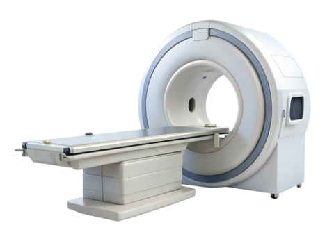 Advanced mri scanner isolated on transparent background, a sophisticated medical imaging technology for health diagnostics and clinical examination - Powered by Adobe