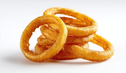 Golden onion rings stacked
