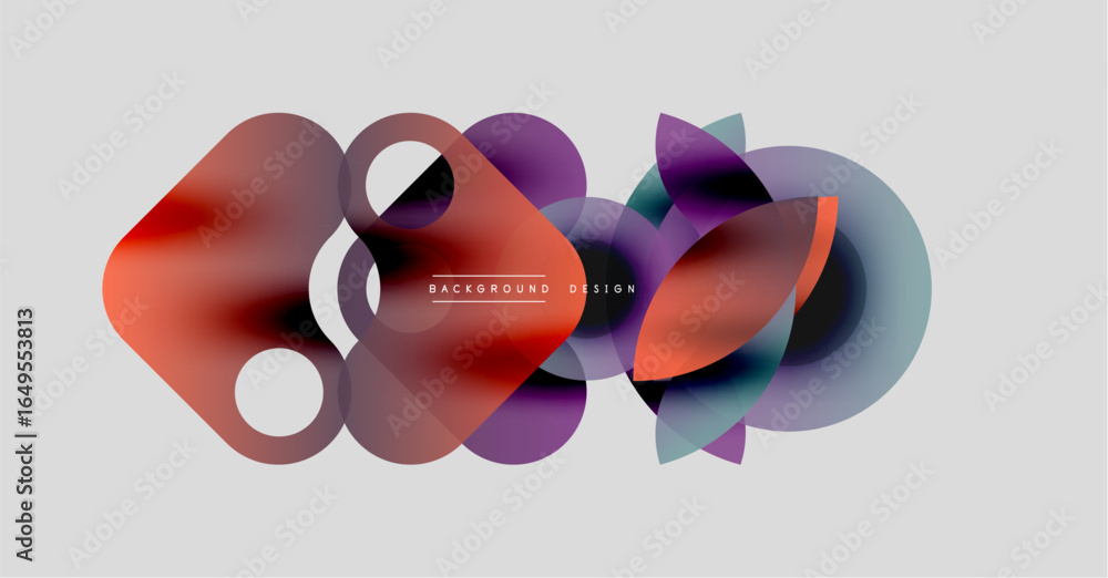 Poster abstract fluid shapes, vibrant colors, modern design. overlapping forms create dynamic composition o