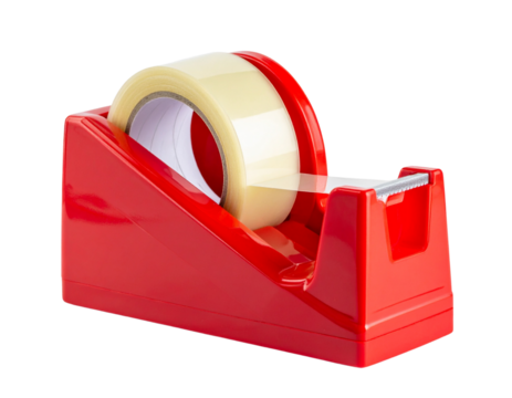 Desktop Adhesive Tape Dispenser with Roll Isolated on Transparent Background PNG