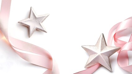 Obraz premium Heart-Shaped Pink Floral Arrangement with Ribbon on Elegant Marble Surface