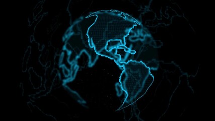 Digital futuristic technology holographic globe earth background  business scientific concept visualization and augmented reality globe smooth rotating - Powered by Adobe