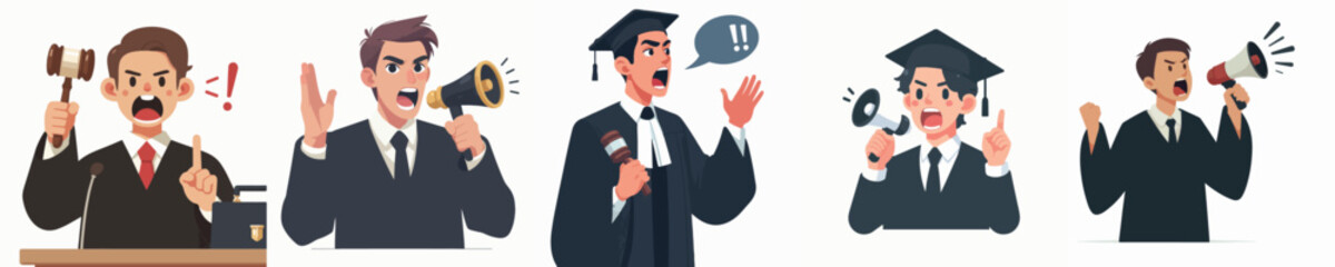vector character of judge shouting