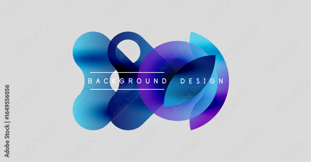 Poster abstract fluid shapes overlap, creating vibrant color gradients. text reads background design center