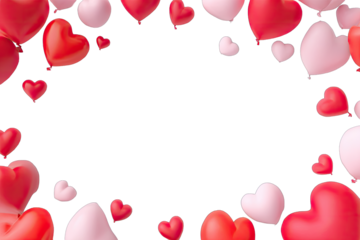 Heart-shaped balloons frame a black background