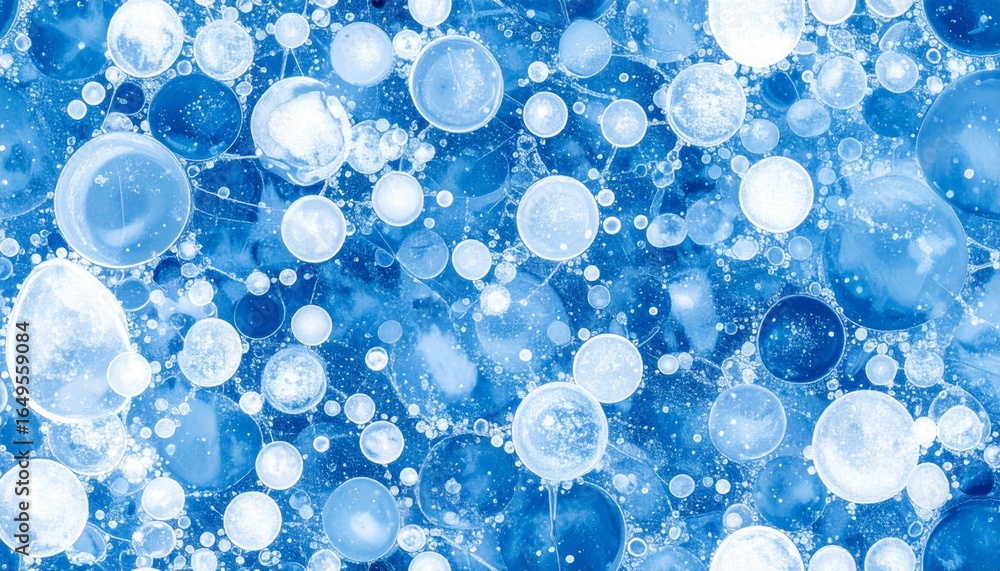 Poster abstract blue and white spheres patterned background with round artistic elements