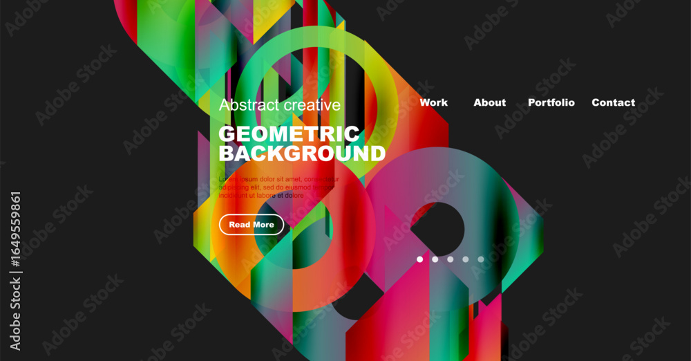 Poster abstract geometric background design. vibrant colors, shapes overlap creating dynamic visual effect.