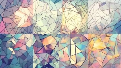 Abstract geometric patterns, various pastel colors