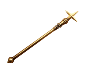 Fairy Tale Golden Star Wand with Light Glow Isolated on Transparent Background PNG