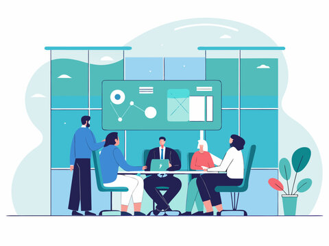 Team of business professionals discussing digital transformation strategy