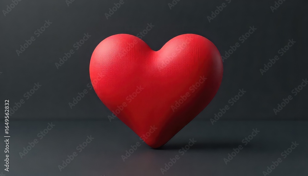 Fototapete a single red heart shape object is centered on a dark gray background with soft lighting effects