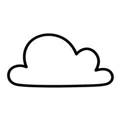 Simple Cartoon Black Outline Drawing of a Fluffy Cloud Shape.