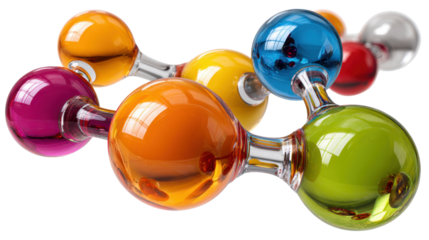 Abstract colorful molecule: An engaging abstract image showcasing a collection of colorful molecular structures, symbolizing connection, innovation, and the beauty of scientific concepts. 