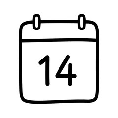 Simple handdrawn calendar icon displaying the number 14.