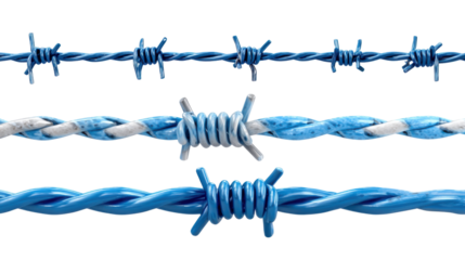 Barbed Wire: A detailed capture of coiled, twisted, and pointed steel wire, the essence of protection, security, and boundary.