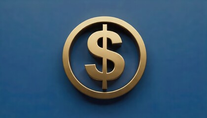 Obraz premium A golden dollar sign inside a circle on a blue background creating a simple and elegant financial image