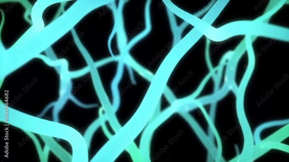 Poster intricate network of glowing, interconnected lines, resembling veins or branches, creating a mesmeri