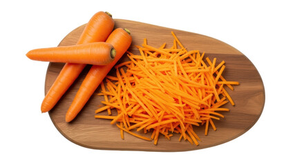 Isolated Carrots and Shredded Carrots on Cutting Board