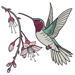 vector illustration of a bird with flowers