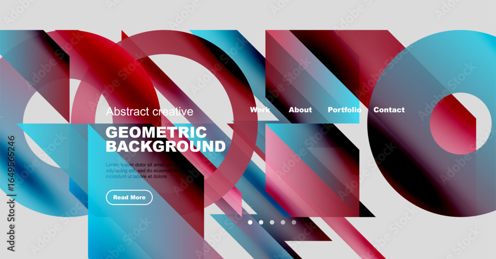 Poster abstract geometric design. vibrant colors blend, creating dynamic visual experience. website header 