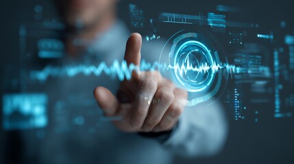 Fototapeta premium Businessman analyzing viewer engagement for streaming content AI technology concept