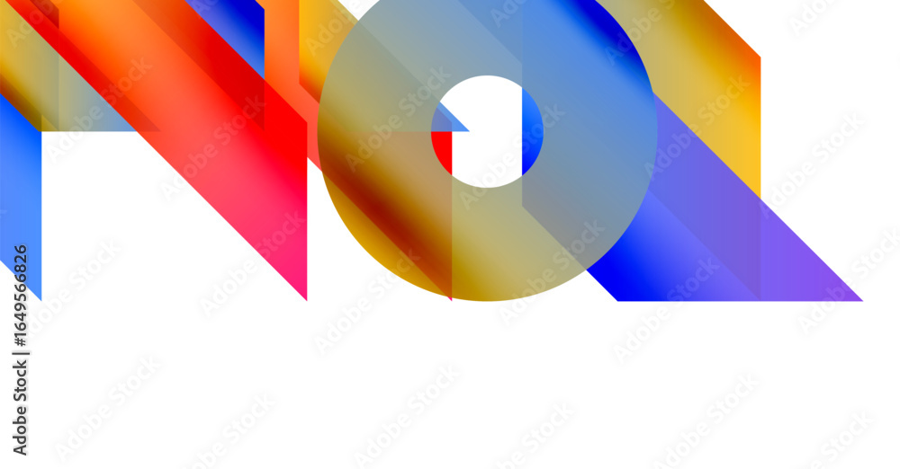 Aufkleber abstract colorful design features overlapping shapes, gradients, letterforms. modern aesthetic, vibr