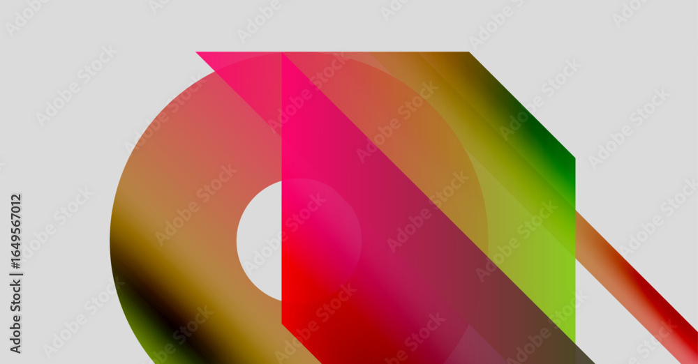 Poster abstract colorful shapes overlap. gradient hues blend, creating dynamic visual composition. modern d