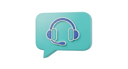 3d rendered support icon with headphones.