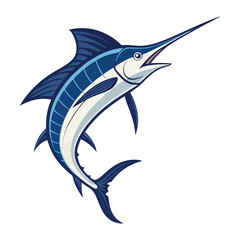 Naklejka premium Majestic Marlin Leaping from the Depths A Stunning Aquatic Illustration of a Powerful Ocean Predator in Dynamic Pose