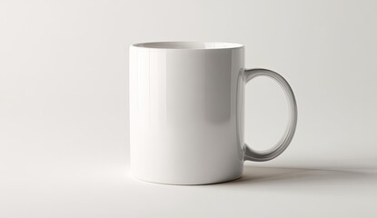 Blank white mug on a plain white background