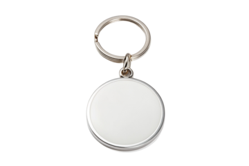 Elegant silver keychain with round blank tag for custom engraving or personalized design